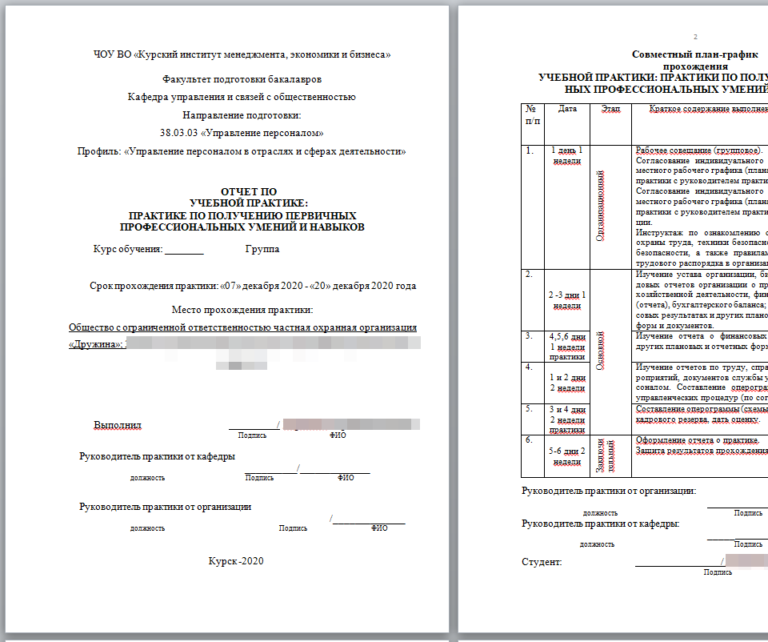 Отчет о прохождении учебной практики экономиста