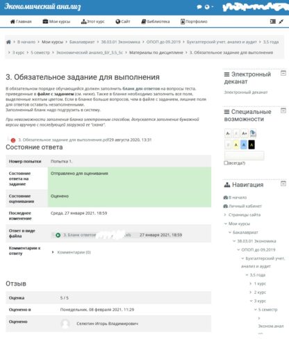 Экономический анализ Отлично