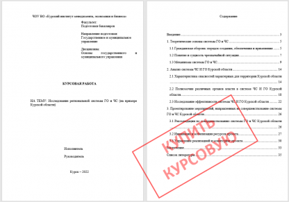 Курсовая МЭБИК 62. Исследование региональной системы ГО и ЧС